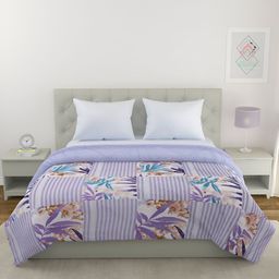 Aura Blue & White Floral Printed Cotton AC Room 200 GSM Double Bed Comforter-image-58