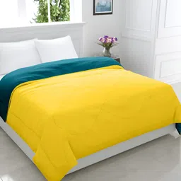 GYT Teal & Yellow Microfiber Mild Winter Double Bed Comforter-image-79