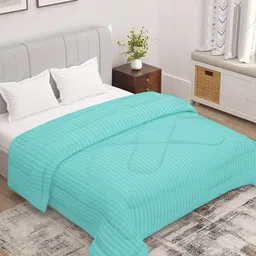 Story@home Blue Striped 180 GSM Reversible Ac Room Double Bed Comforter-image-16