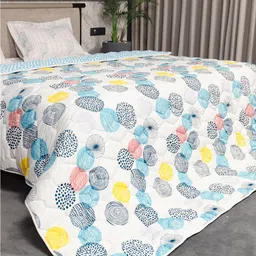 URBAN SPACE White Floral Printed Microfiber Heavy Winter 400 GSM Single Bed Comforter-image-98