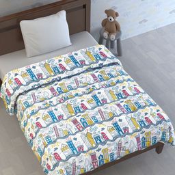 Divine Casa White & Blue Mild Winter 120 GSM Single Bed Comforter-image-7