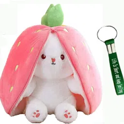 Plush Toy Pillow Reversible Bunny Soft Toy For Kids With Zipper- 30 cm-14