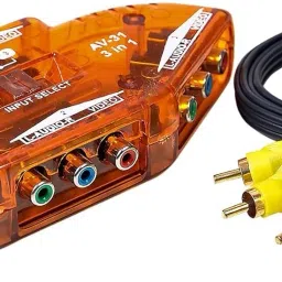 DEVBHOOMI DB-RCA Splitter with 3-Way Audio, Video RCA Switch Box + RCA Cable 3RCA. 4 Ports 100 Mbps Network Switch image 2