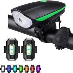 Cycle Light Chargeable (Combo of 3) Cycle Front Head Light + 2 Cycle Back Light LED Front Rear Light Combo-0