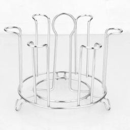 Stainless Steel and Glass Holder for 6 Glasses and Glass Steel for Kitchen/Dining Table/Stainless Steel Cup Holder ( Silver ) Steel Glass Holder-image-84