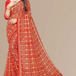 Printed Bandhani Georgette Saree-image-35