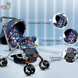 little funky Adjustable backrest, 360° Swivel Wheel , Reversible Handlebar Pram Stroller image 5