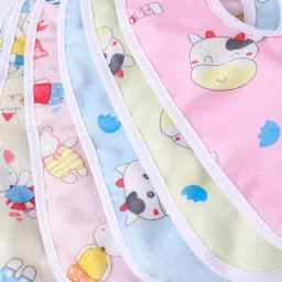 joy buzz Waterproof Feeding Bibs with Snap Button Closure Printed Pack of 5- Multicolour image 5
