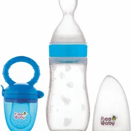 Squeezy Food Grade Silicone Bottle Feeder & Food & Fruit Nibbler Combo for baby Teether and Feeder-32