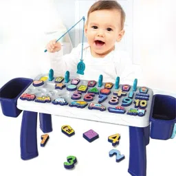 indusbay 5 IN 1 Number Puzzle, Match Count Color Shape Sorter Fishing Educational Toys image 4
