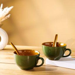 Ceramic Soup Bowl Ceramic Soup Bowl Set with Spoons Handle Soup Bowls Coffee Mugs Perfect for Soup-6
