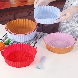 takositio (Set of 6) Reusable, Silicon, Non-Stick Baking Tray Liner for Air Fryer Airfryer Tray image 2