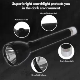 jmall Dual Mode Power Full Led Rechargeable Long Range Torch Up to 1 Km With BackLight 8 hrs Torch Emergency Light image 2