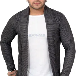 Men Full Sleeve Black, Grey Shrug-image-27
