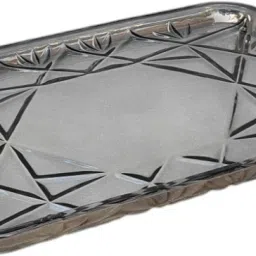 Black Color Diamond Cut Glass Tray Tray Serving Set-11