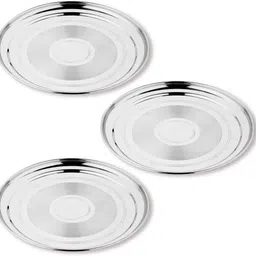 dokchan Stainless Steel Plane Plate / Bhojan Thali / Dinner Plate Set 10 Inch Dinner Plate-picture-8