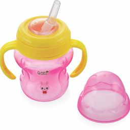 No-Spill Flex Straw Sippy / Sipper Cup with Detachable Handle. 150 ML. (Pink)-image-10