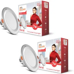 Aluminium 7 Watts Led Warm White Round Panel Conceal Down Light, Pack Of 2 Ceiling Light Ceiling Lamp-12