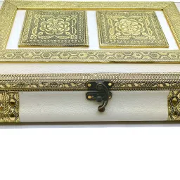 Dry Fruit Box /Dry Fruit Box / Wooden Dry Fruit Box / Sweets Box / Oxidized Meenakari Dry Fruit Box / Gift Box / Wedding Function For Home / Platter Wooden Decorative Platter Wood, Aluminium Decorative Platter (Gold, White) Wood Decorative Platter (Gold) Wood Decorative Platter-22