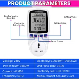 amicisense Digital Socket Power Meter – Energy Monitor for Voltage, Amps & Frequency Test Digital Voltage Tester image 3