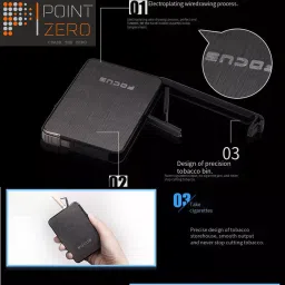 point zero FOCUS Cigarette Case Metal Body 2 In 1 Ultra Thin Automatic Cigarette Case With Build In Gas Lighter Automatic Popup Cigarette Box Holder Inside Cigarette Pocket Lighter image 2