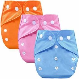 Reusable Baby Washable Cloth Diaper Nappies Wet-Free Inserts for Babies/Kids/Toddlers/Infants (Age 0 To 2) - Pack of 3 Pieces (Orange+Pink+Blue)-14