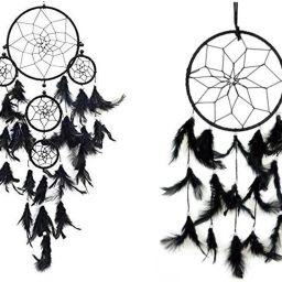Black Dream Catcher Wall Hanging (Pack Of 2) Wool Dream Catcher-image-92