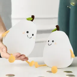 pald Silicon Cute Pear USB Rechargeable Lamp Kids Soft Sensor Light Color Changing Night Lamp image 5