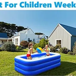 syga Rectangular Family Swimming Pool Inflatable Tub Kiddie Pool 3 Layer image 4