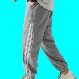 Men Solid, Self Design, Striped Grey Track Pants-image-39