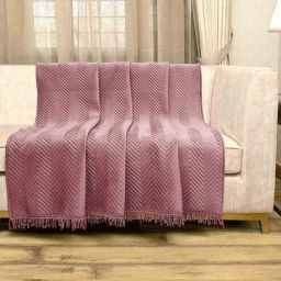 saral home Pink Velvet Zig Zag 55x86 Inches Sofa Throw-picture-4