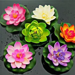 artificial floating lotus flowers for pool and aquarium Multicolor Lotus Artificial Flower-4