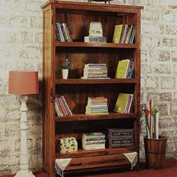 HEXA Solid Sheesham Wood Semi Opened Book Shelf With Multi Storage Space || Solid Wood Semi-Open Book Shelf-image-91