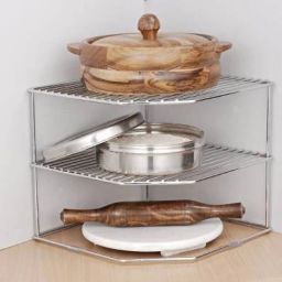 Stainless Steel Multipurpose Kitchen Corner Shelf Rack Stand/Chakla Belan Storage Steel Wall Shelf-image-21