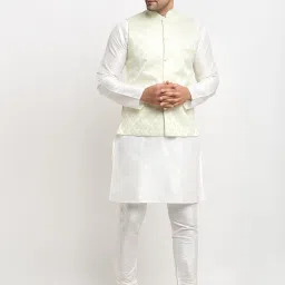 Men Pure Silk Kurta Churidar Ethnic Jacket Set-image-10