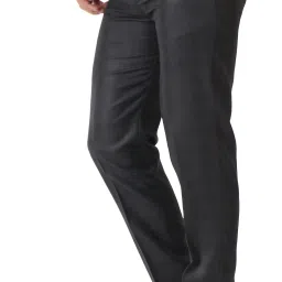 Men Slim Fit Black Cotton Blend Trousers-image-12