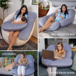 Pregnancy G Shape for Pregnant/Maternity Back Pain Relief, HIPS & Belly Support Microfibre Solid Pregnancy Pillow Pack of 1-image-25