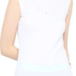 Women Solid High Neck Pure Cotton White T-Shirt-image-13