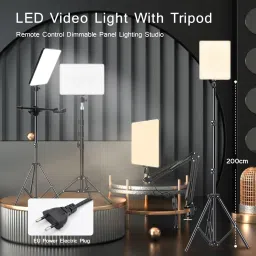 FKU [2 SET]LED Panel Camera Light Photraphy+Remote Control (Camera Light+6Ft Stand) Flash image 5