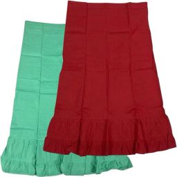 Belizzi Paridhan Medium Spring Green & Old Brick Combo Pure Cotton Petticoat-image-47