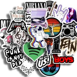 5 cm 26Pcs Music Stickers Pack - Waterproof Vinyl for Laptops, Guitars and More Reusable Sticker-image-14