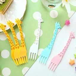 giraffe design plastic fork Reusable12 Pcs Disposable Plastic Fruit Fork, Baby Fork-32