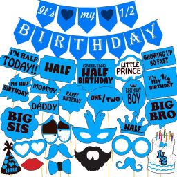 Half Birthday Decorations kit for Baby Boys- 27Pcs Items Set for Half Year Birthday Decorations for Boys - 1/2 Birthday Decorations for Boys- 6 Month Birthday Decorations for Boys-image-7