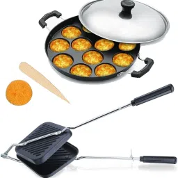 Grill Sandwich Toaster, Gas Compatible | paniyaram pan Non Stick with Lid S1 Toast-picture-48