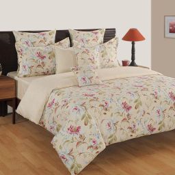 swayam Pink Floral 144 TC Cotton Queen Sized Bed Sheets with 2 Pillow Covers-picture-36
