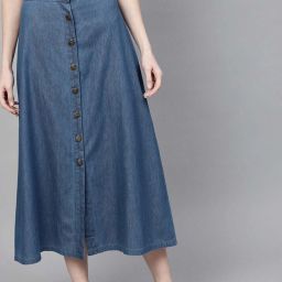 Women Solid A-line Blue Skirt-image-54