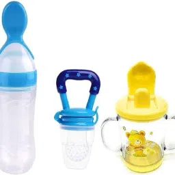Combo of Fruit Pacifier, Silicon Feeding Spoon and Sipper Cup (Multicolor)1 - Silicon-image-3