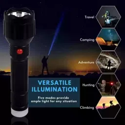 ot super 500 Meter Long Beam 2 in1 Waterproof Led Flashlight Torch With Rechargeable Torch image 4