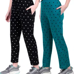 Pack of 2 Women Polka Print Multicolor Track Pants-picture-12