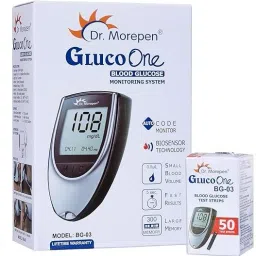 dr. morepen Glucometer And 50 Strips and 10 Lancet and Two N95 Mask Glucometer (Grey, Black) Glucometer image 4